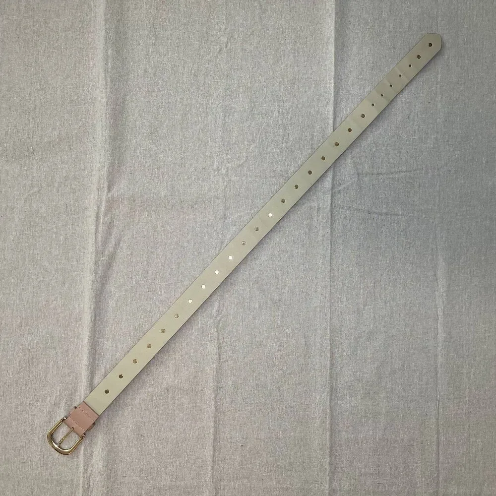 Blush Pink Vegan Leather Belt with Faux Pearl Studs ~39